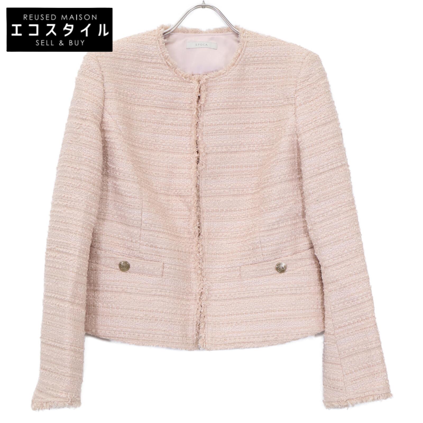 

EPOCA [Good condition/22 year old] M5E03-301 Fancy tweed collarless Jacket 40 pinkUsed