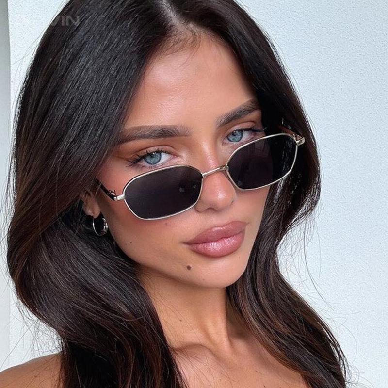 Trendy Small Square Sunglasses Woman Brand Designer Fashion Luxury Sunglasses  Women's Vintage Steampunk Metal Frame Eyewear