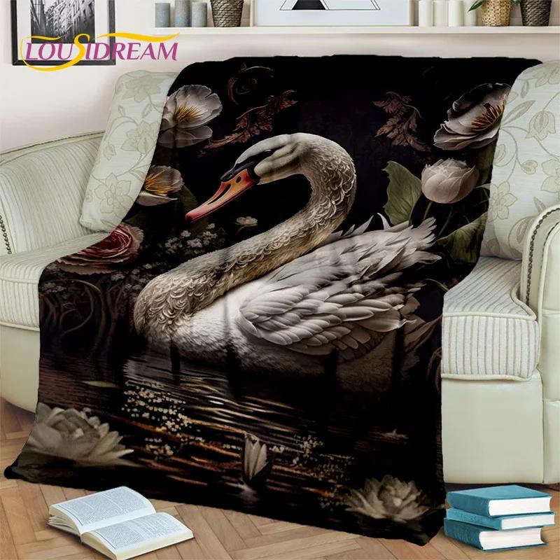 3D Dream Love Swan Cartoon Cygnus Girl Gift Blanket,Soft Throw Blanket for Home Bedroom Bed Sofa Picnic Travel Cover Blanket Kid