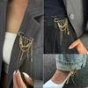 Creative Beaded Heart Shaped Tassel Metal Brooches Adjusting The Pant Legs Belt Safety Pin Versatile Clothing