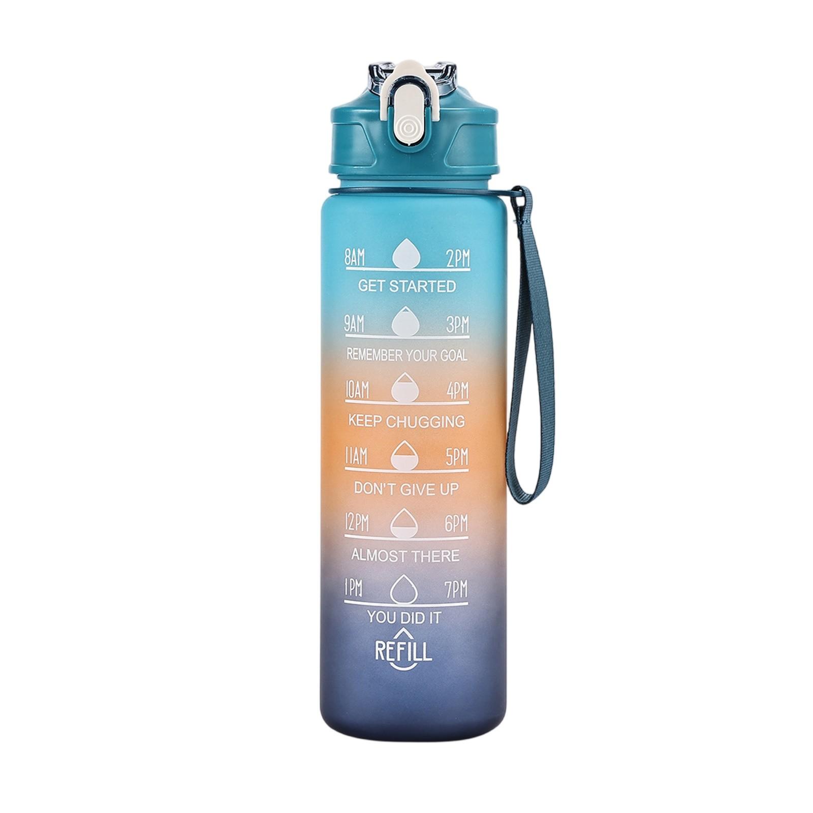 

750 мл портативная спортивная бутылка для воды с питьевым временем и соломинкой, с ремешком, герметичная, подходит для занятий спортом на открытом воздухе, фитнеса, походов, бутылка для воды One Size темно-синий