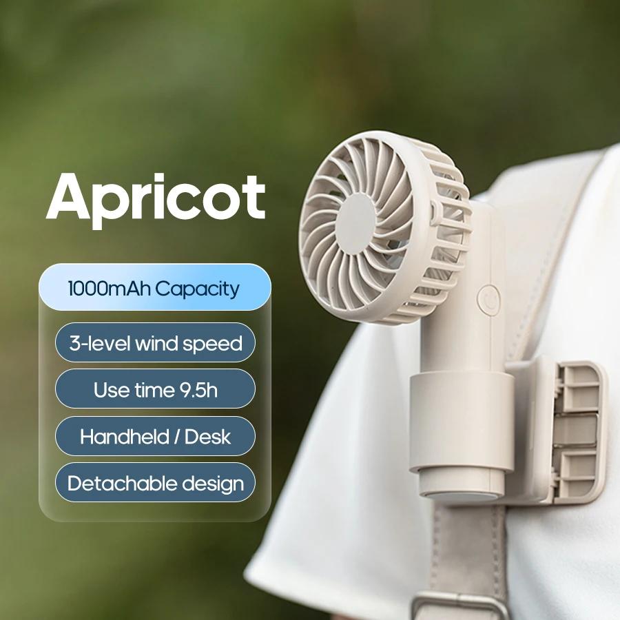 

3 Speed Adjustable Rechargeable Cooling Fan 1000mAh Low Noise Portable Mini Clip Fan with Removable Design Travel Home абрикосовий