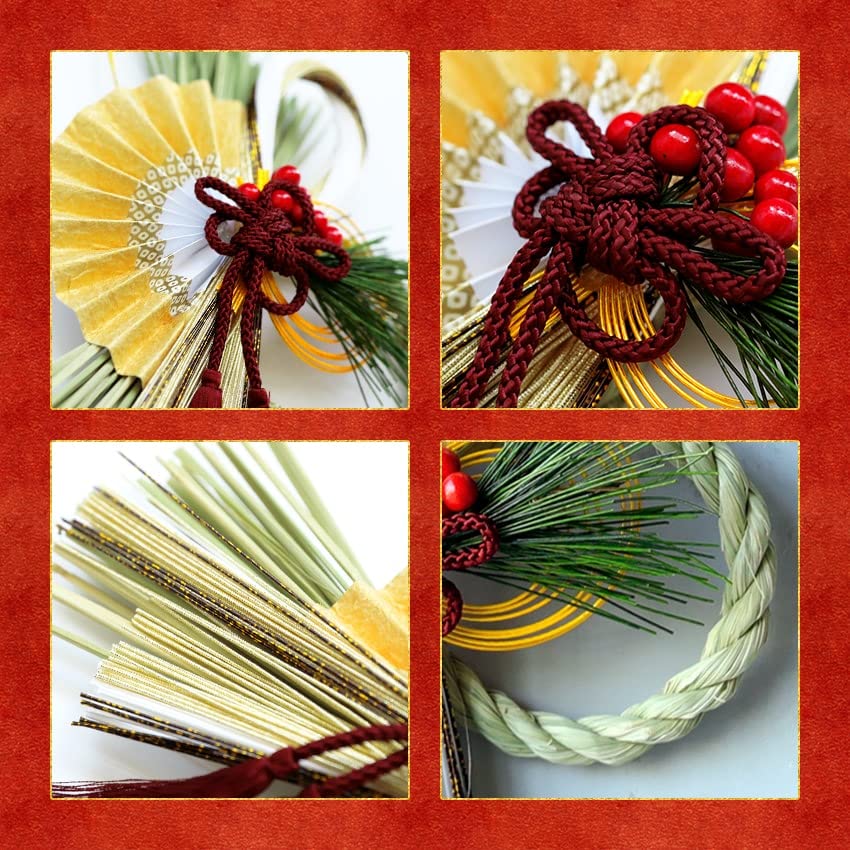 Osaka Choseido New Entrance Shimenawa Modern and Stylish Shimekazari Wreath with 22cm with Fortune Telling Maneki Neko Year's Decoration, Rope, Hook,