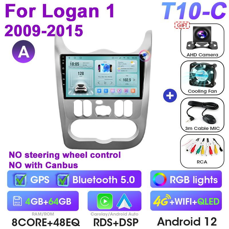 2 Din Android 12 Car Radio For Renault Logan 1 Sandero 2009-2015 Largus Dacia Duster Multimedia Video Player Carplay Auto Stereo