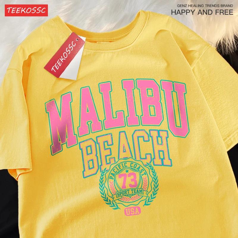 

ZX Tee Malibu Beach Simple Letter Printing Print Top Fashion T Shirt Loose T-Shirt Casual O-Neck Clothes Top my body my choice 3XL