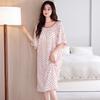 Pajamas Women's Summer with Chest Pads Short Sleeves Cotton Pajamas Skirts Long Summer Thin Maternity Large Size Dresses