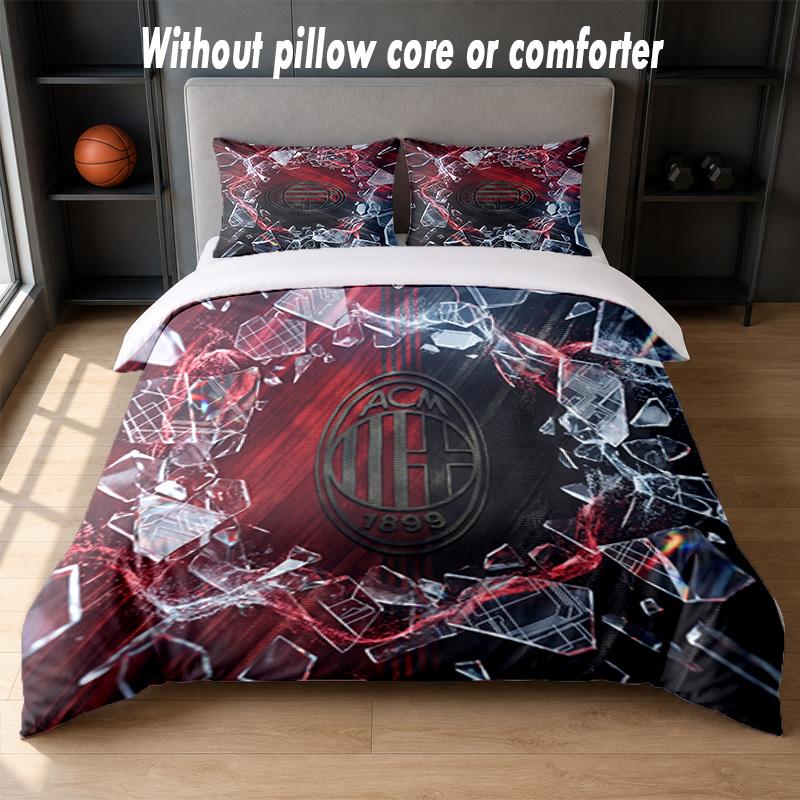 AC Milan Design Bed Bedding Set 1 Duvet Cover + 2 Pillowcases Soft Breathable Household Bed Linens