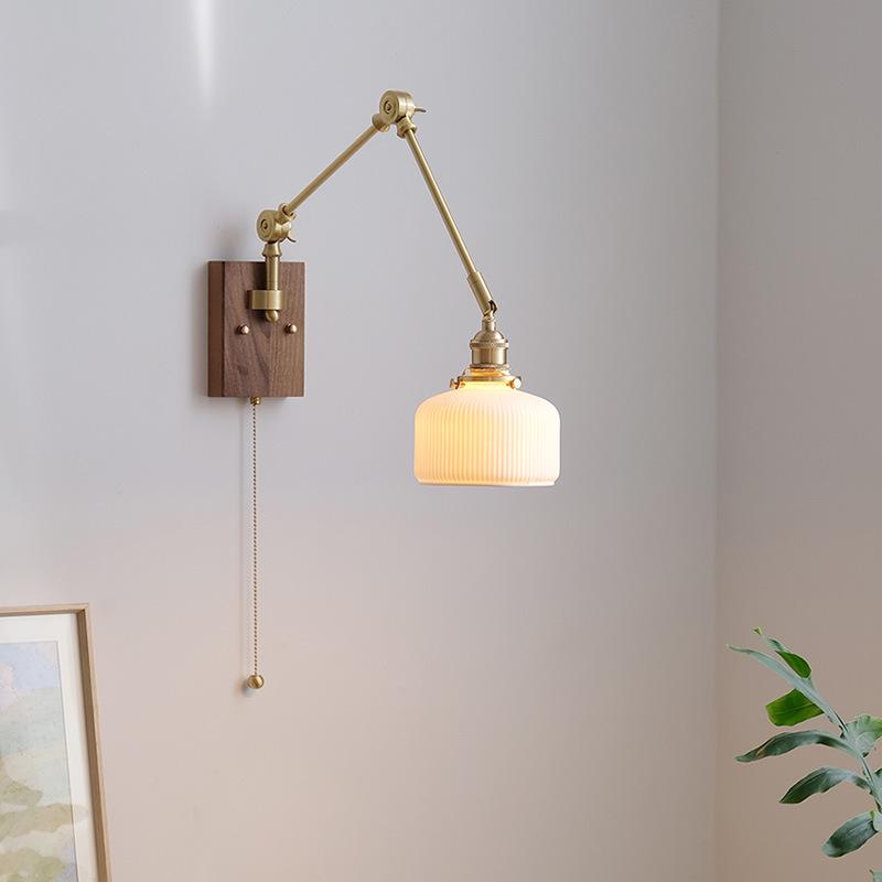 Nordic Minimalist Copper Rotatable Wall Lamp for Bedroom and Living Room