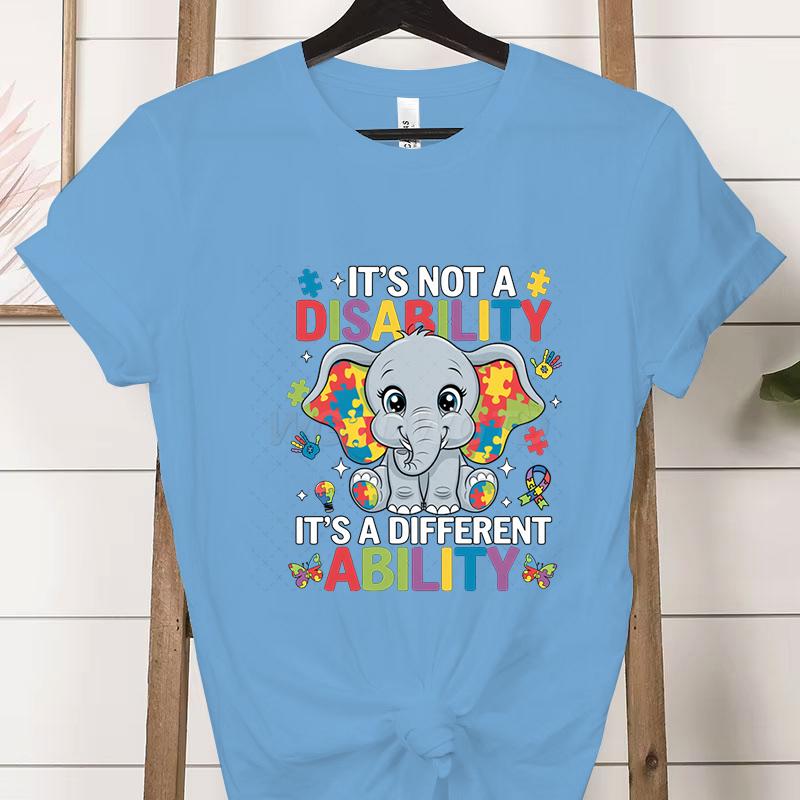Its A Different Ability Autism Teacher Shirt Autism Awareness Cartoon Design Woman Tshirts Special Education Gift Classic Tops