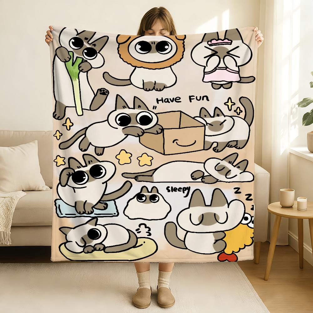 Cartoon Cute Nobeko xiaodouni Blanket Soft and Skin Friendly For Couch Bed Napping Bedspread All Seasons Comforter
