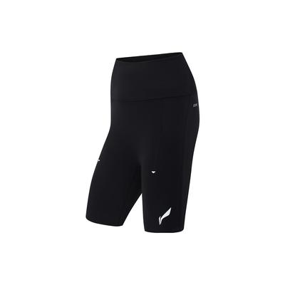Li Ning Running Series Solid Color Logo High Waist Straight Leg Sports Shorts Women Shorts Black AUSU004-1
