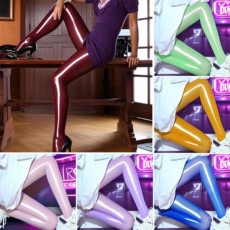 1Pair Nylon Oil Shiny Bright Color Dating Pantyhose Sexy Couple Erotic Cosplay Lingerie Women's Stockings