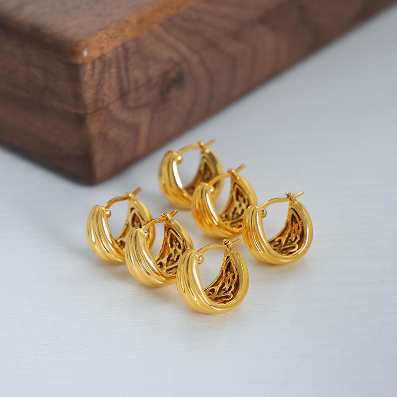 Modern Jewelry Multi Layer Metal Wire Hoop Earrings Popular High Quality Brass Gold Color Earrings For Women