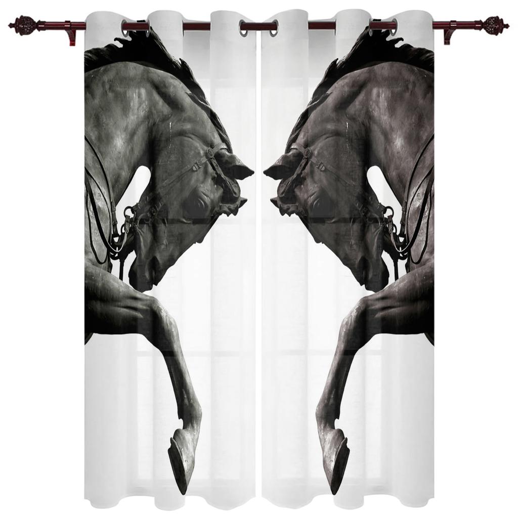 Farm Animal Horse Black And White New Simple Curtains Home Decoration Curtains Modern Home Supplies