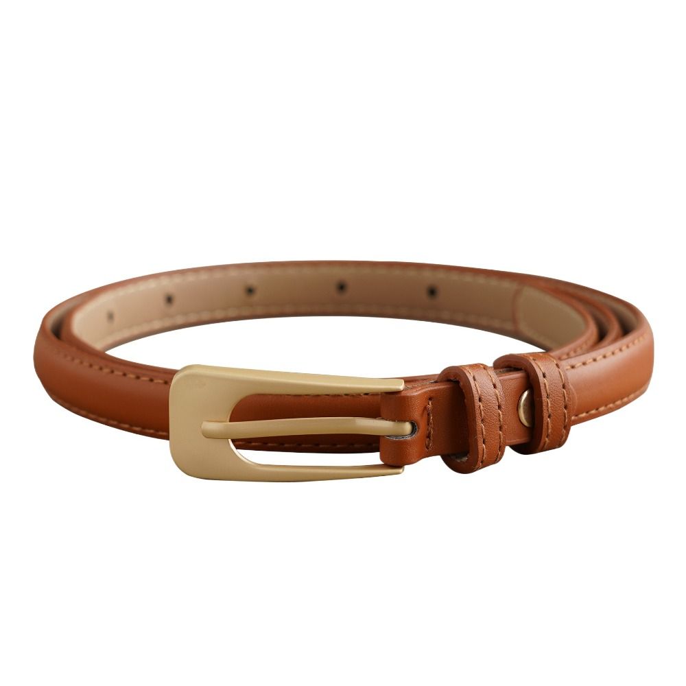 Zinc Zinc Alloy PU Leather Waistband Square Buckle Thin Waist Belt Classic Thin Belt  Jeans
