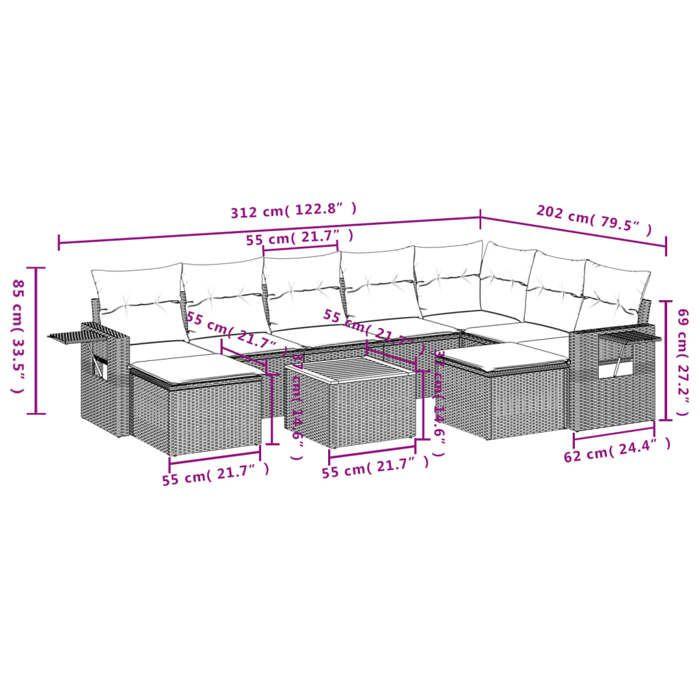 VidaXL Garden Lounge Set with Cushions 10 Pcs, Patio Sofas, Patio Furniture Set, Outdoor Furniture, Beige 3224847
