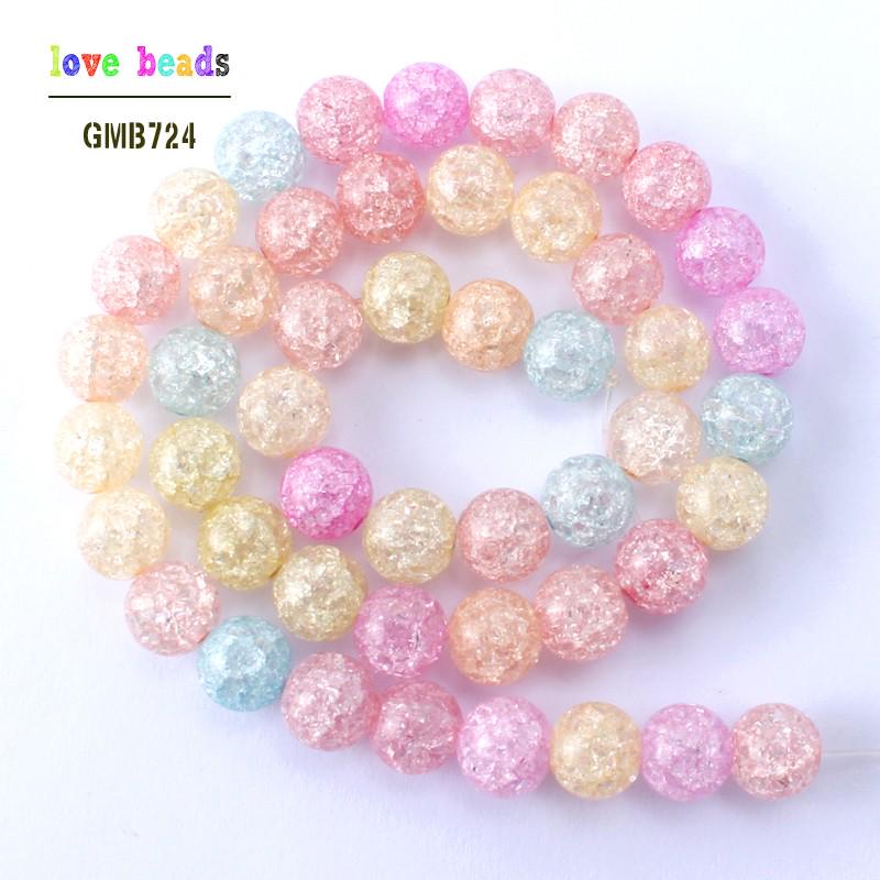 

Бусины из натурального камня, разноцветные круглые хрустальные бусины с трещинами для изготовления ювелирных изделий 6, 8, 10, 12 мм