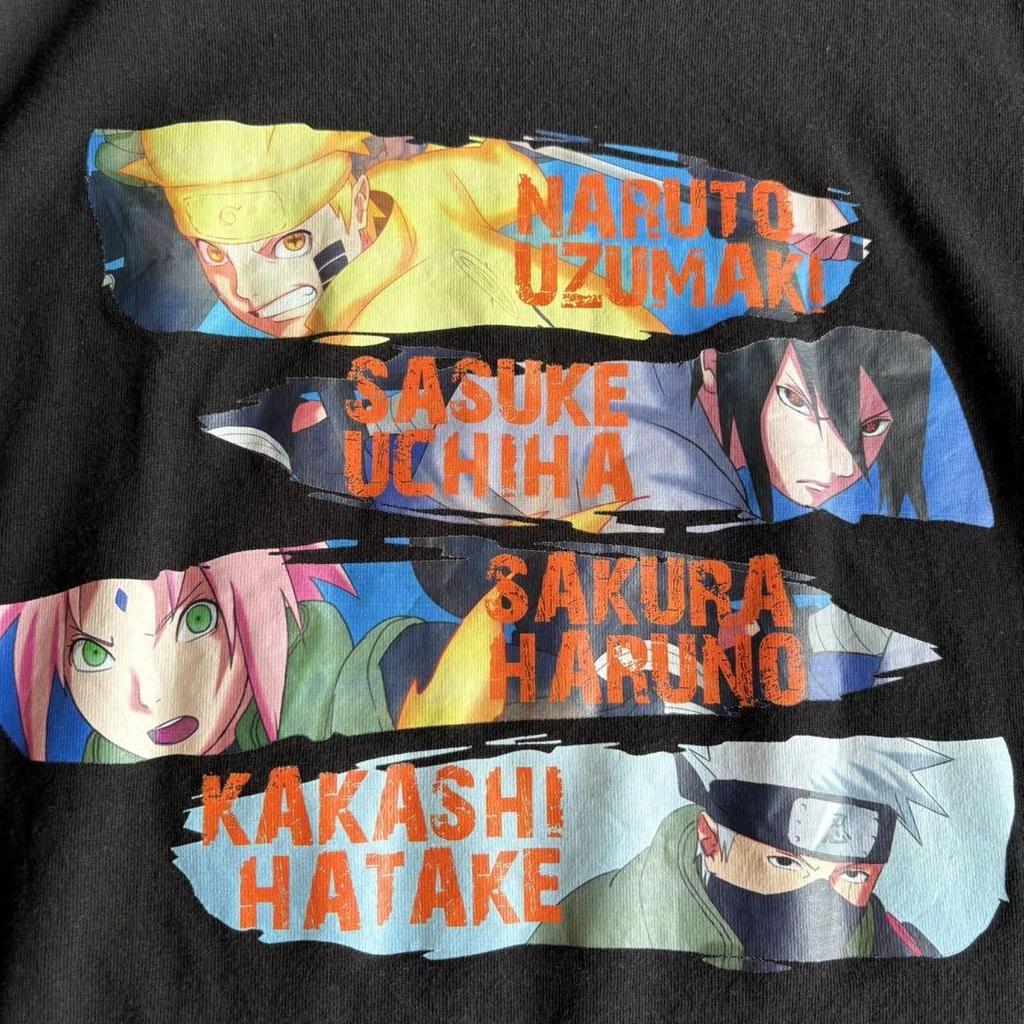 [USED] NARUTO Shippuden Short Sleeve T-Shirt, Size M, featuring Kakashi, Sasuke, and Sakura