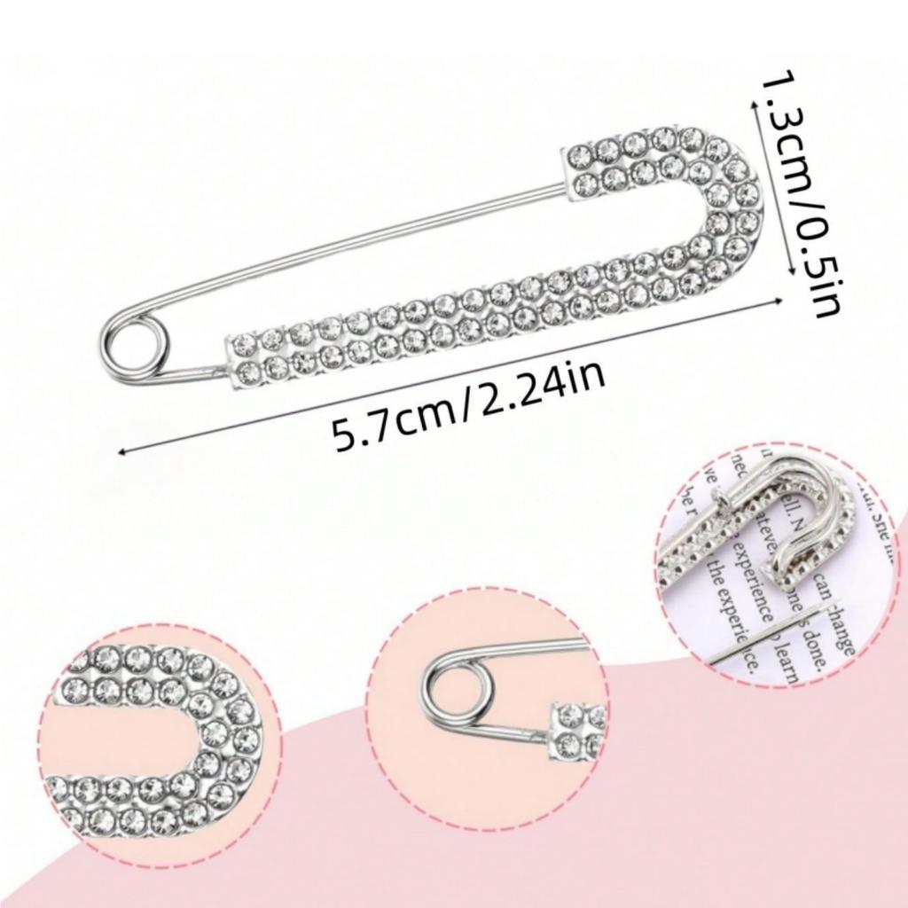 Luxury Elegent Gold Color Crystal Zircon Pins Fashion Women Rhinestones Brooches Safety Metal Pin Shawl Scarf Jeans Buckle Party