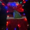 Fluffy Santa Claus Costume Hanging with LED Light Stuffed Hanging Climbing Santa Claus Suit for Xmas Tree Roof Gutter Yard Decor