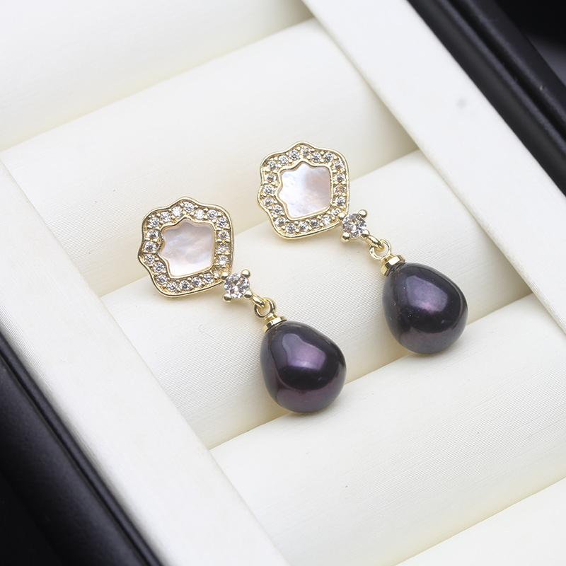Real Natural Freshwater White Pearl Earrings Woman,Cute 925 Silver Pearl Earring Dangle Wife Girl Gift Pink Black