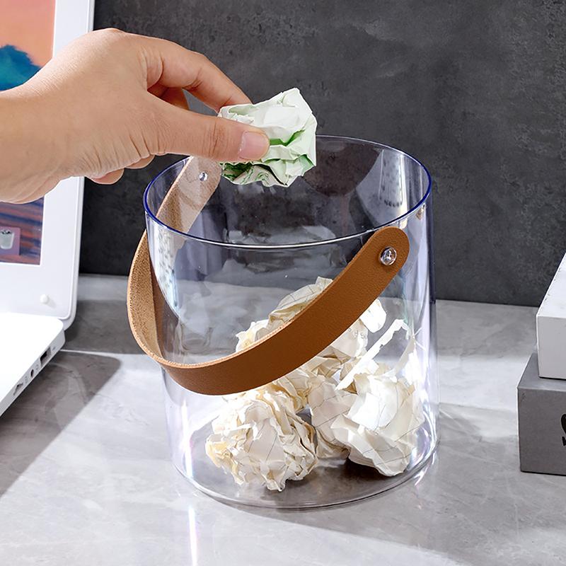 Ins Transparent Desktop Storage Bucket Multi-Functional Storage Box Creative Hand Basket Ice Bucket Fruit Basket Pet Fruit Tray