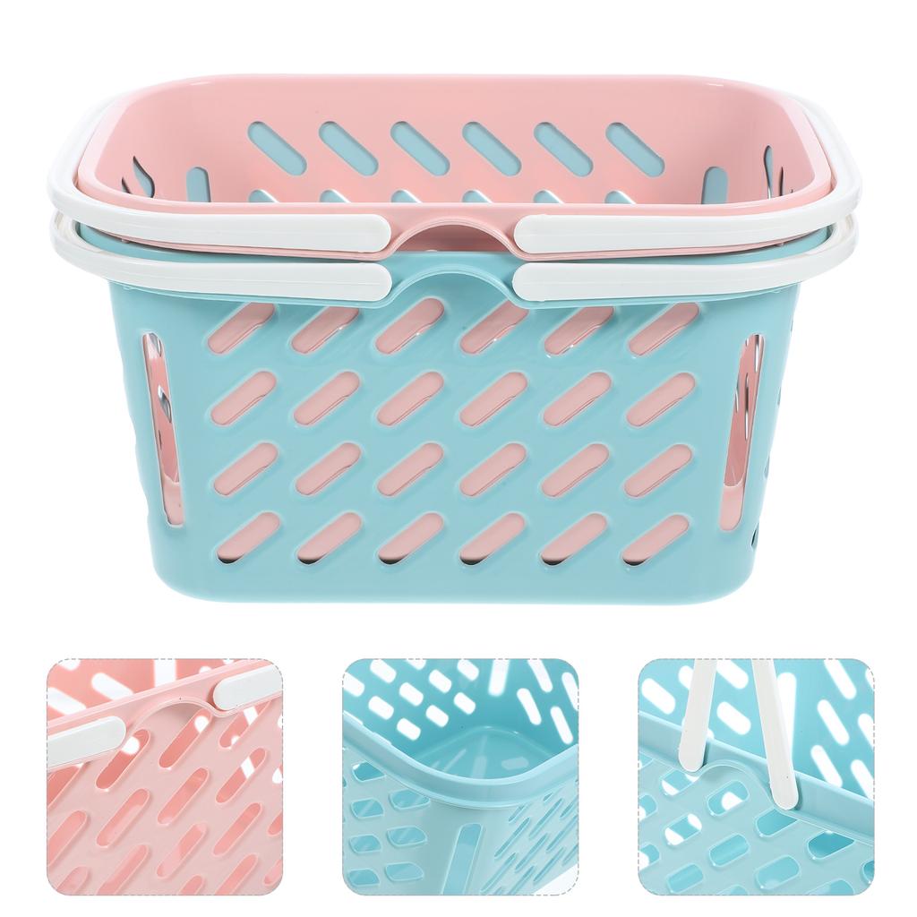 2 Pcs Hand Basket Fruit Storage Small Shower Shopping Basket/carrier Handle Baskets Portable