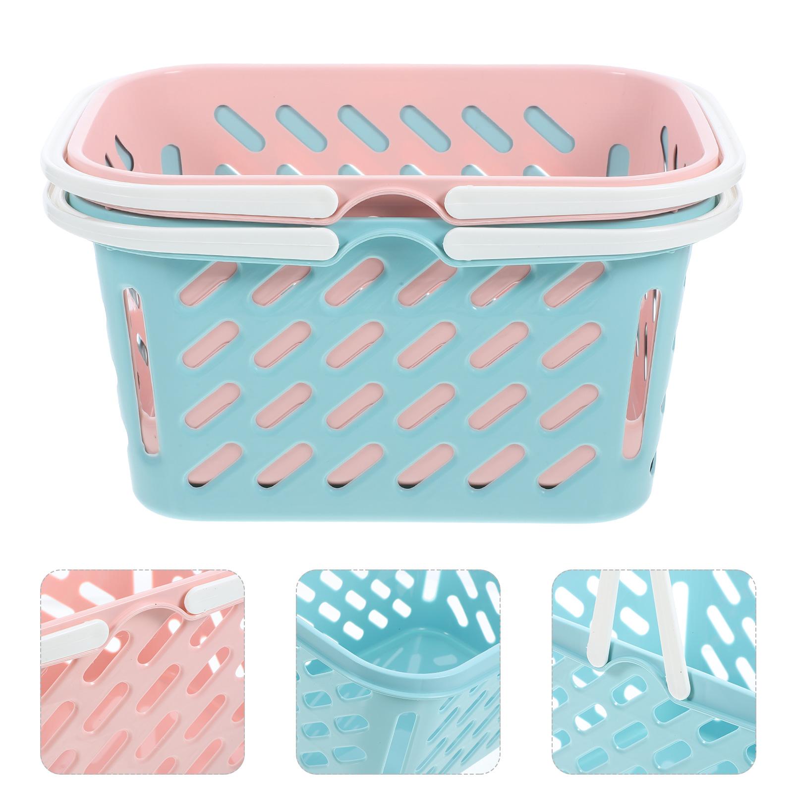 

2 шт. Ручная корзина для хранения фруктов, маленькая корзина для покупок в душе/переносные ручки для корзин, портативные 26.00X17.80X13.00CM