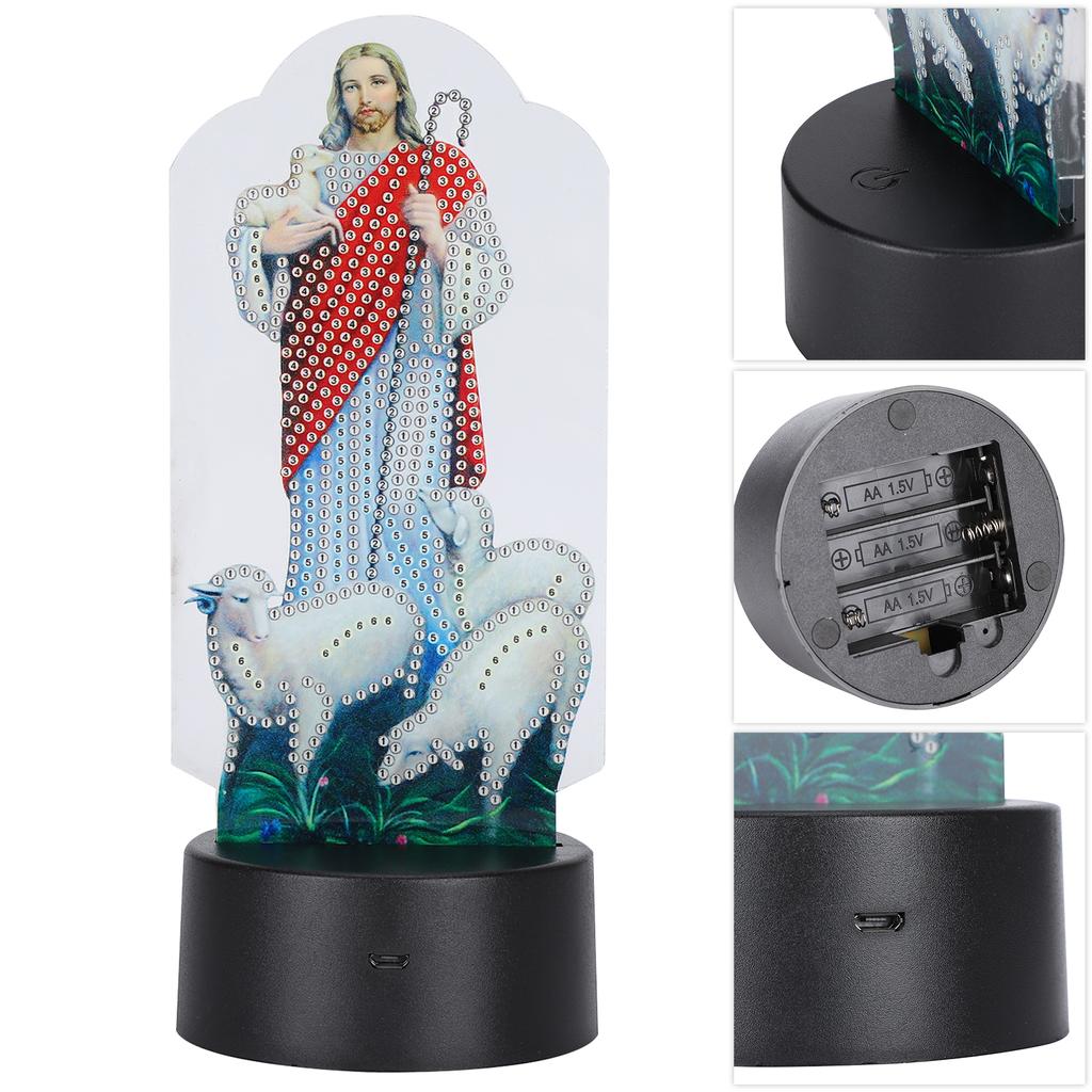 Diamonds Painting LED Lamp Unfinished Materials DIY USB 3D Night Lights 7 Color Touch Changing Home