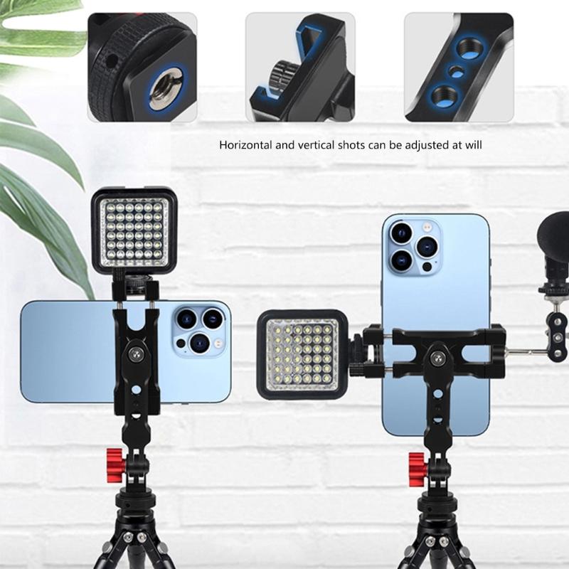 Magnetic Phone Holder Tripod Mount Clamp Aluminum Alloy with Cold Shoe Mount 1/4 " Screw for Smartphone