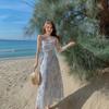 Temperament Sexy Backless Floral Suspender Skirt, New Summer Models for Women, Waist-closed Thin Chiffon Dress