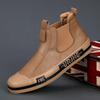 Fashion Men Casual Leather Boots  New Waterproof Wear-resistant Platform Ankle Boots Loafers Man Leisure High-top Shoe Botas