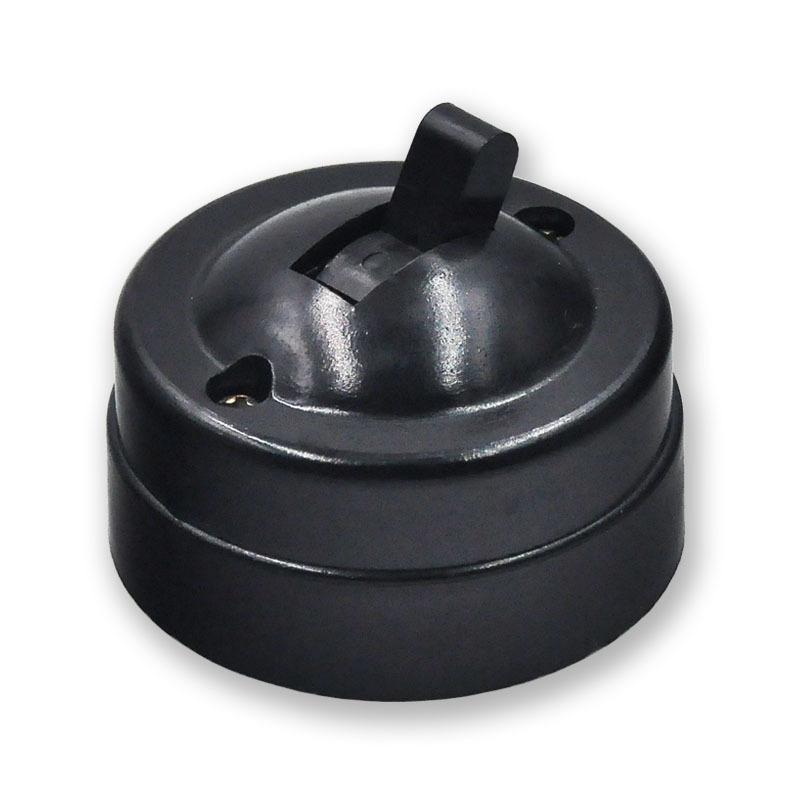 

Черный круглый одинарный настенный переключатель в старом стиле, перевернутая пластина, винтажный прикроватный тумблер, панель 1A250V чёрный