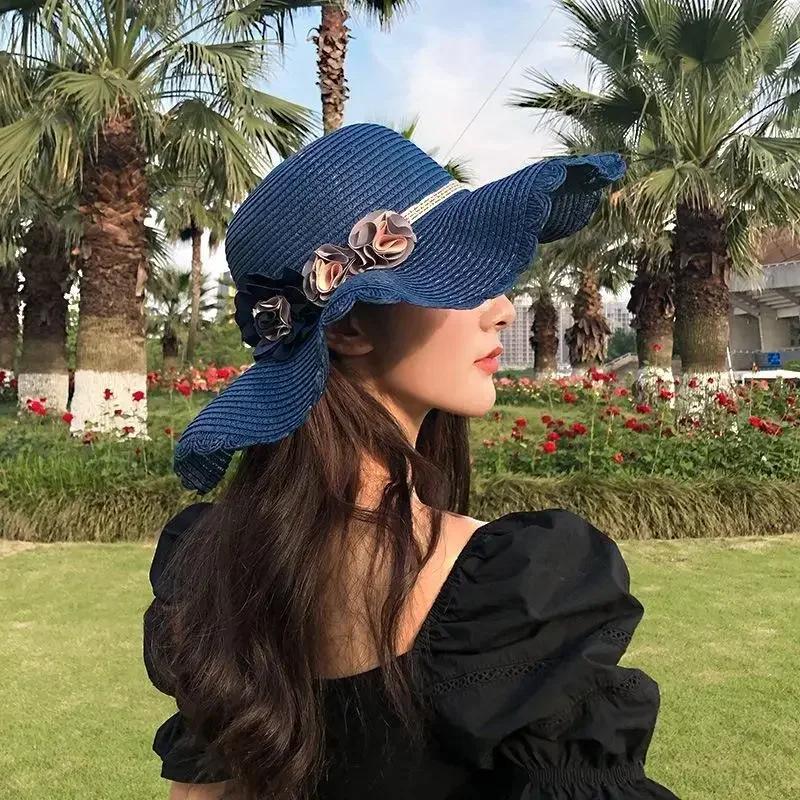 Girl's Fashion Summer Beach Hats Weaving Sun Hat New Korean Women's Flower Hat Thin Breathable Accessories Creative Gifts