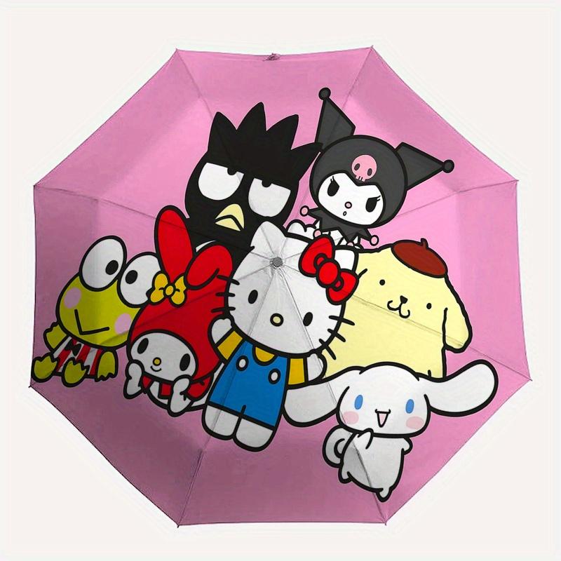 Hello Kitty, Sanrio Automatic Open/Close Umbrella Cute Umbrella with Cute Design, Portable 3 Fold Compact Umbrella for Men & Women, Hallowee