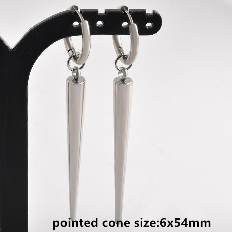 Nicht verblassend Unterschiedliche Länge Spitzkegel Hängeohrringe Edelstahl Runde Creolen für Damen Herren Schmuck Ohrpiercing Geschenk