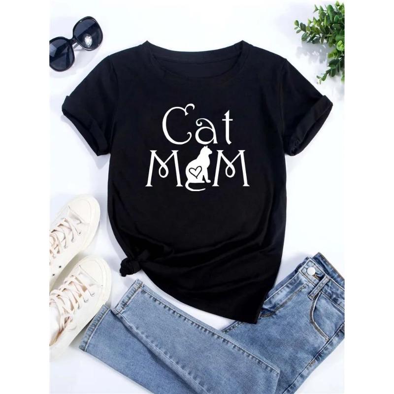 New Cute Love Heart Cat 3D Print Women T-Shirt Casual Summer Women's Clothing Cartoon T-Shirts