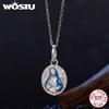 WOSTU 925 Sterling Silver Jesus Virgin Mary Pendant Charm The Hand of Fatima Bead Fit Bracelet Necklace DIY Prayer Family Gift
