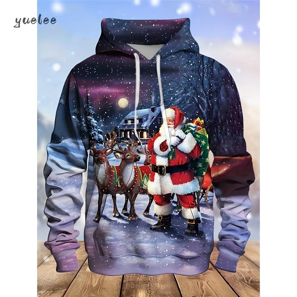 Santa Claus Graphic Print Hoodies Men Women Fashion Christmas Hoodie Sweatshirt Snowman Tracksuits Men clothing Winter Falls
