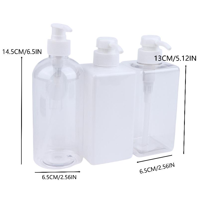 500Ml Refillable Pump Bottles Clear White Plastic Liquid Dispensing Bottle For Lotion Shampoo Soap Body Wash Travel Use