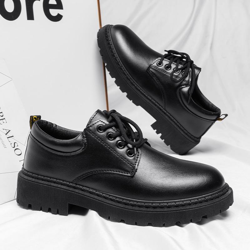Spring and Autumn Men's Shoes New Business Waterproof Black Leather Shoes Chef Shoes Men's Versatile Martin Shoes