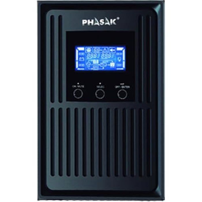 SAI/UPS - PHASAK - 3000VA - 3 prises SCHUKO - Protection contre les surtensions - On-Line