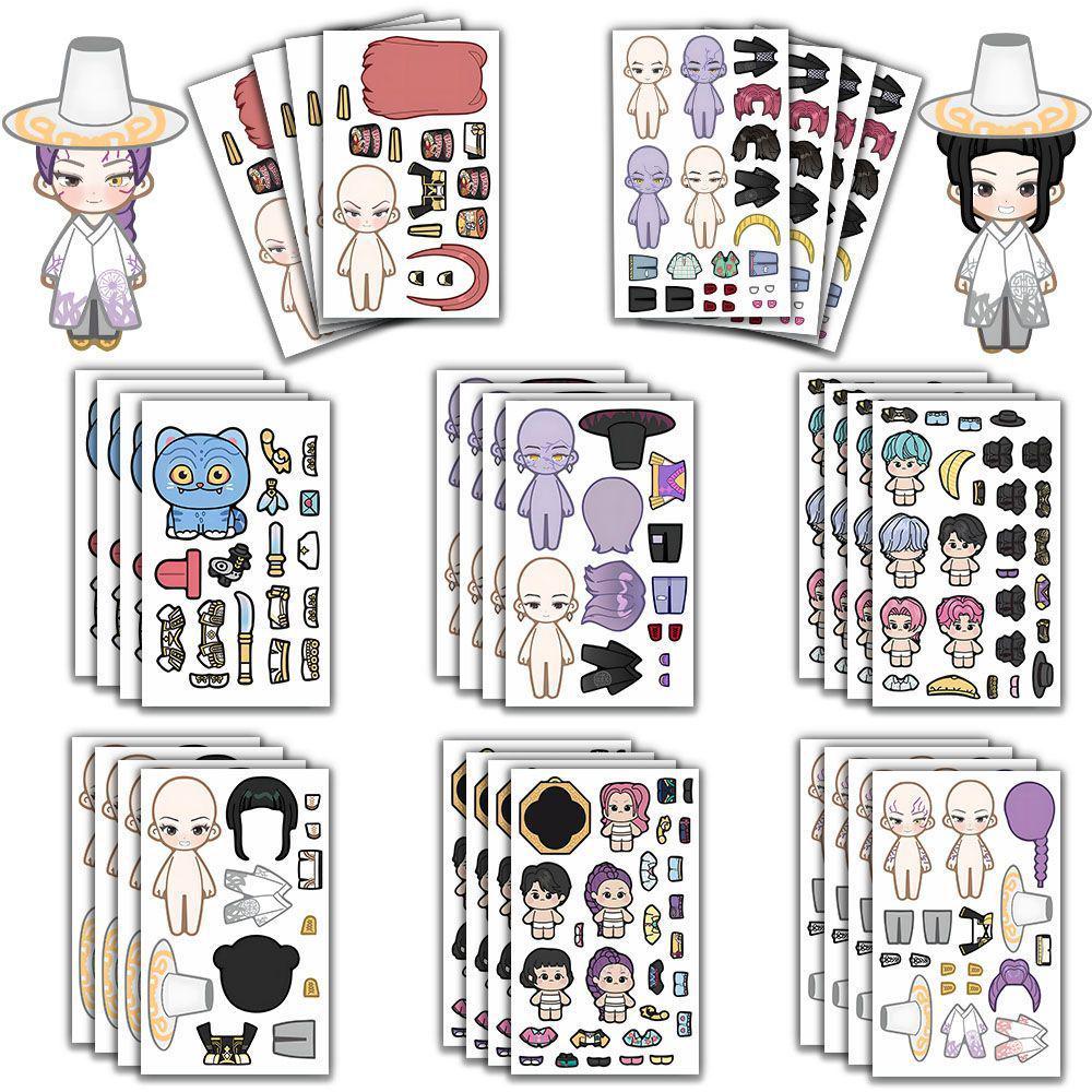 Korean Kpop Cute Dress-Up Stickers: 24 Large Sheets - Idol Witch Hunter Group, Handmade Decompression Stickers.