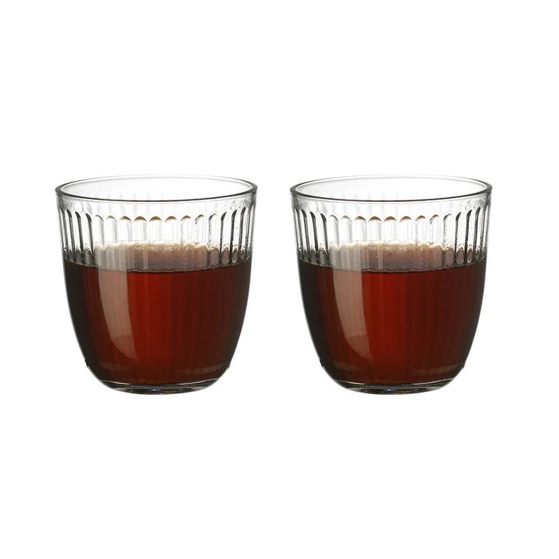 250ml/360ml Cold Brew Coffee Cup Transparent Vintage Striped Glass Cup American Iced Coffee Cup Cafe Latte Mocha Cappuccino Mugs