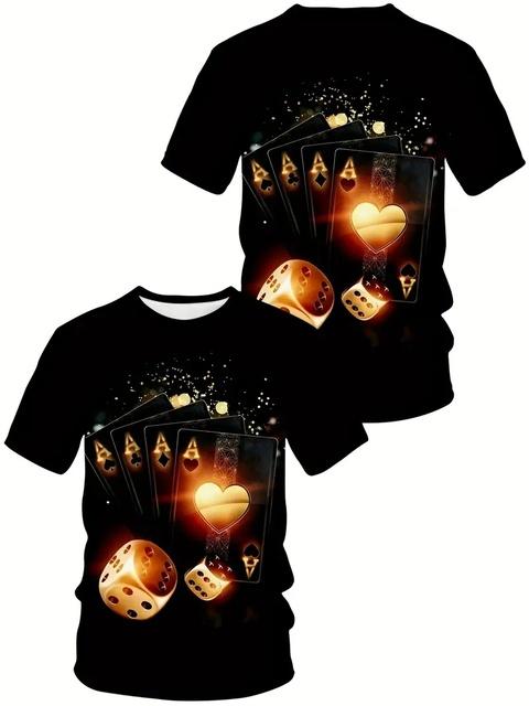 New 3D Poker King Pattern Casual Short Sleeve T-shirt Men's Comfortable T-shirts Streetwear