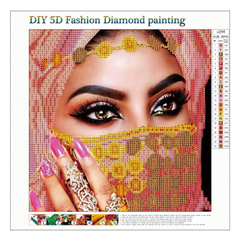5D DIY Ethnic Beauty Diamond Painting Embroidery Rhinestones Cross Stitch