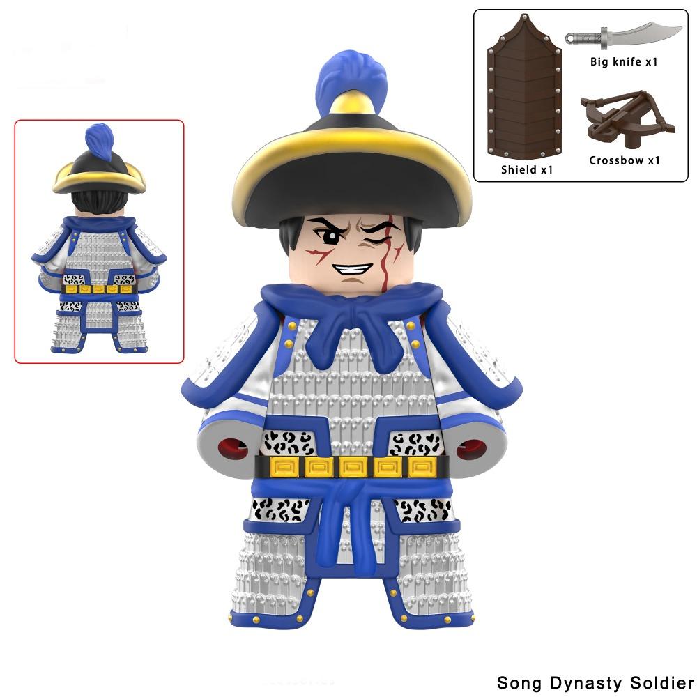 1pcs Ancient Chinese Hero Yue Fei General Military Armor Soldier Action Figures Building Block Sword Helmet DIY Brick Toy Gift