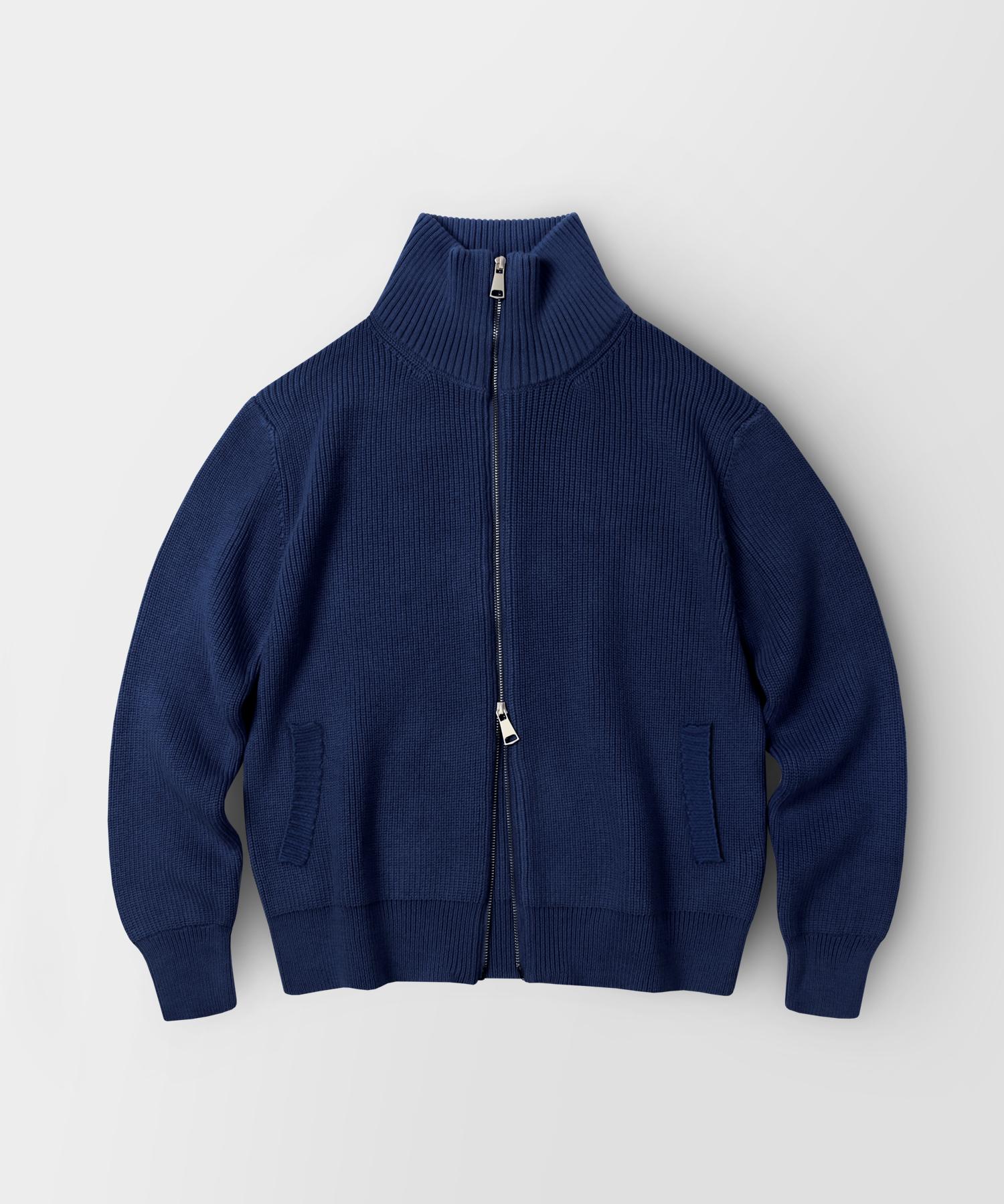 Indust Reverse Full-Zip Crop Knit Cardigan_Navy
