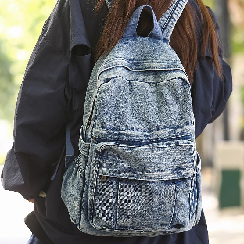 Denim Backpack Student Schoolbag Women's Travel Backpack