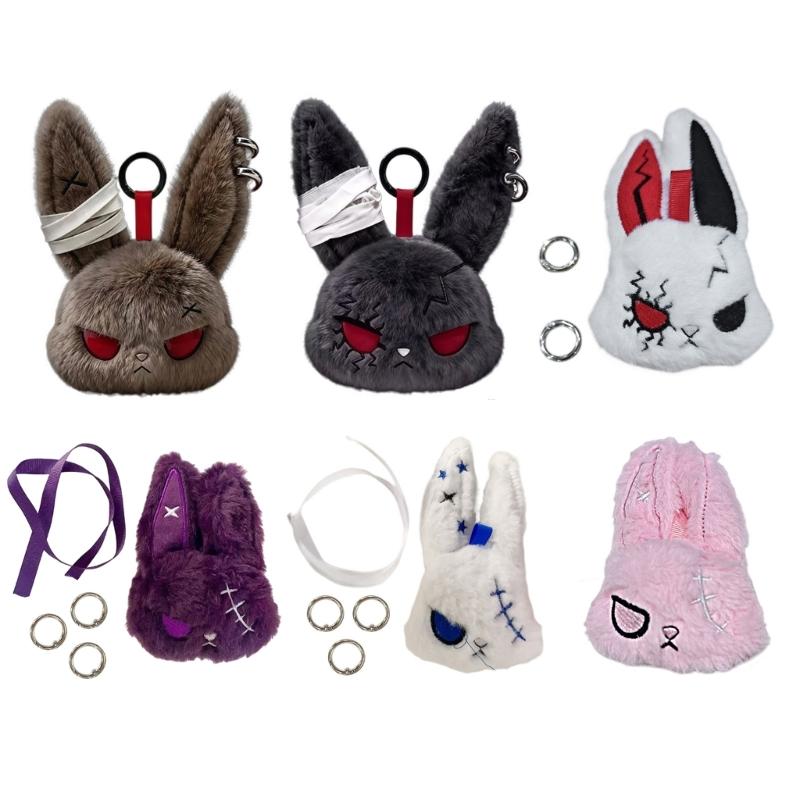 Dark Style Rabbit Plush Keychain Cute Rabbit Toy Stylish Keyrings Pendant Accessory For Bag Keys And Home Decors